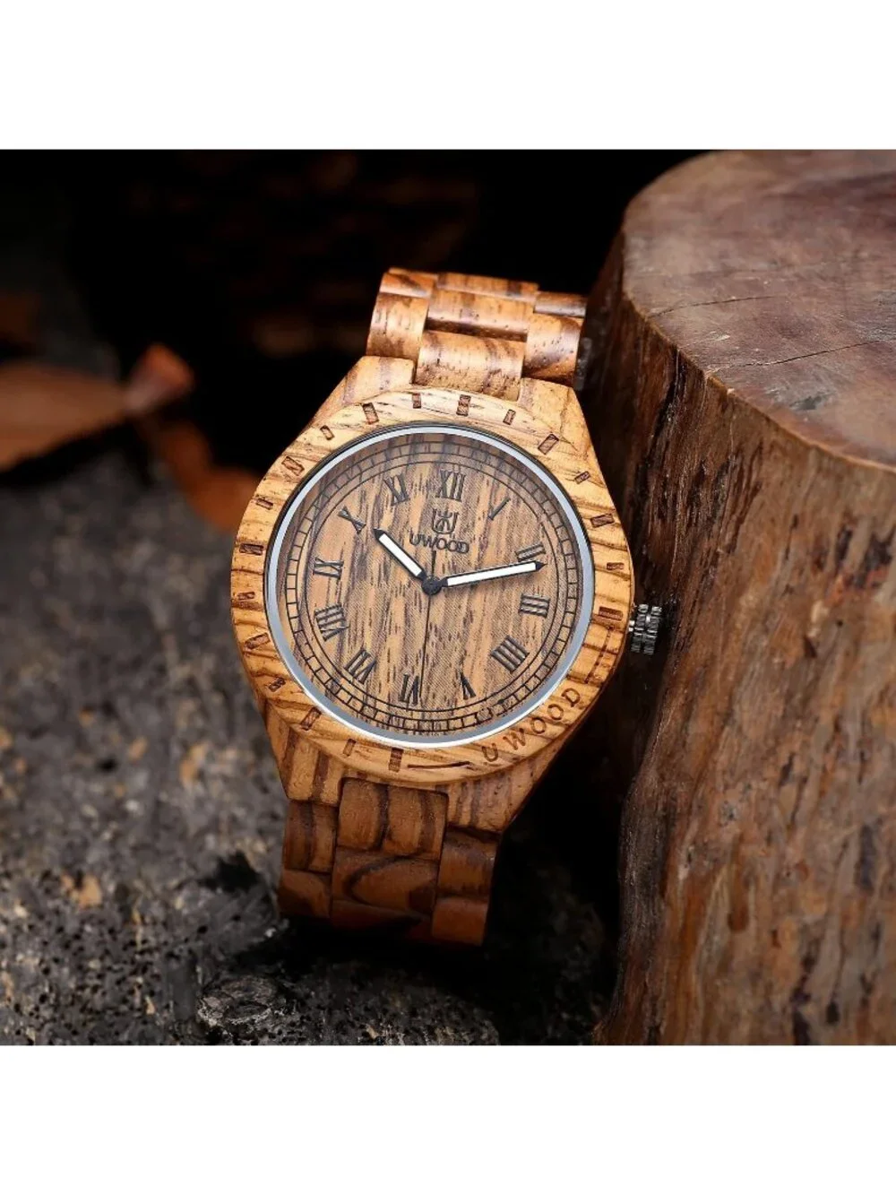 Men's All Brown Handmade Sandalwood Analog Quartz Vintage Unique Wooden Watch
